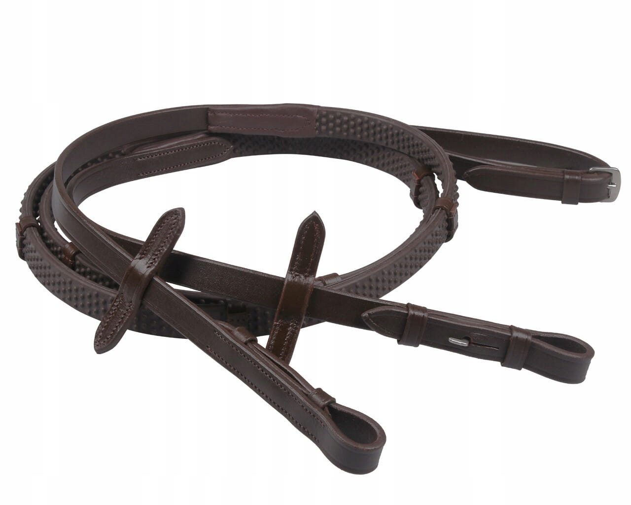 Qhp wodze gumowe soft ze stoperami brąz Full