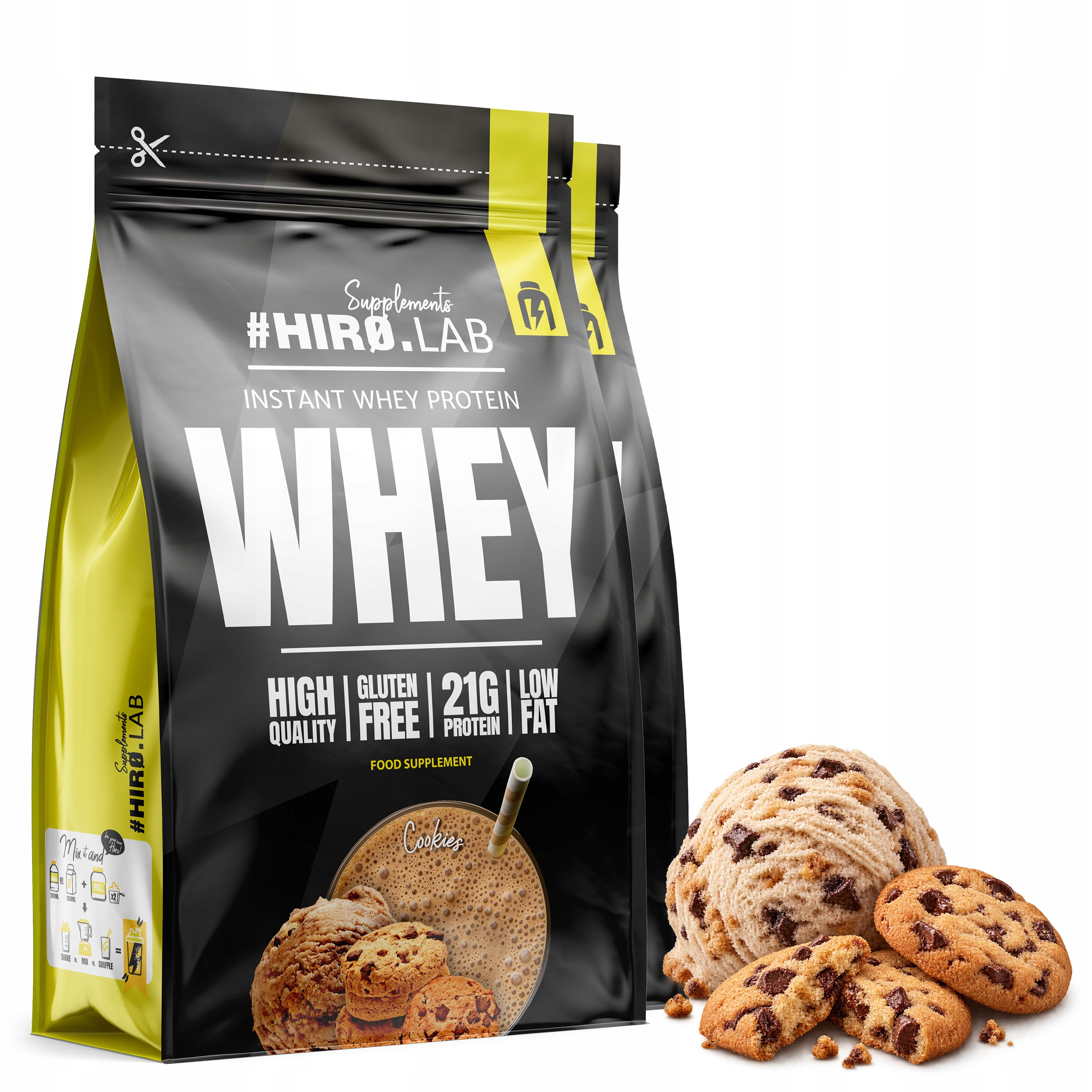 2x Wpc Instant Whey Protein syrovátkový doplněk stravy 750 g Hiro sušenky