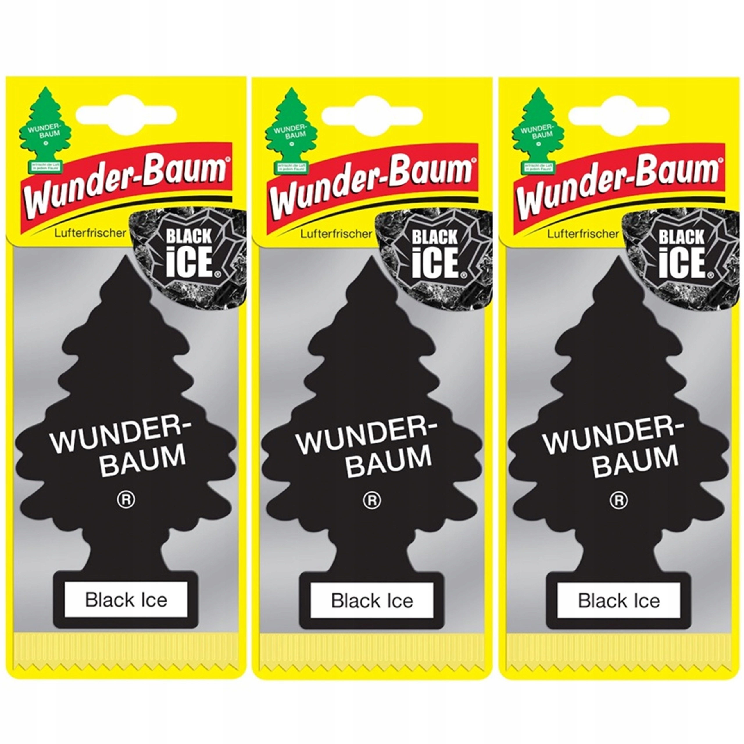 3x Choinka Zapachowa Zawieszka Wunder Baum Black Ice Czarna Zestaw Drzewko