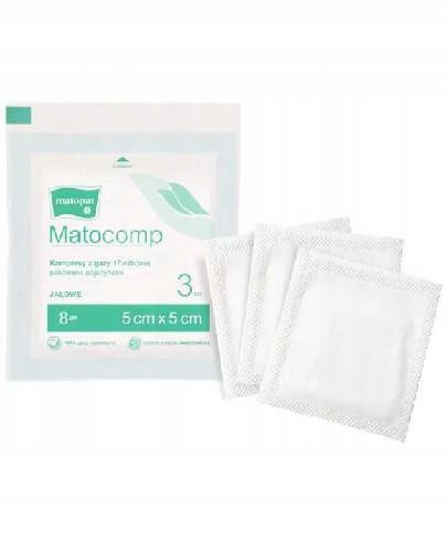 

Matocomp kompresy jałowe gaza 5x5cm 17n 8w 3 sztuk