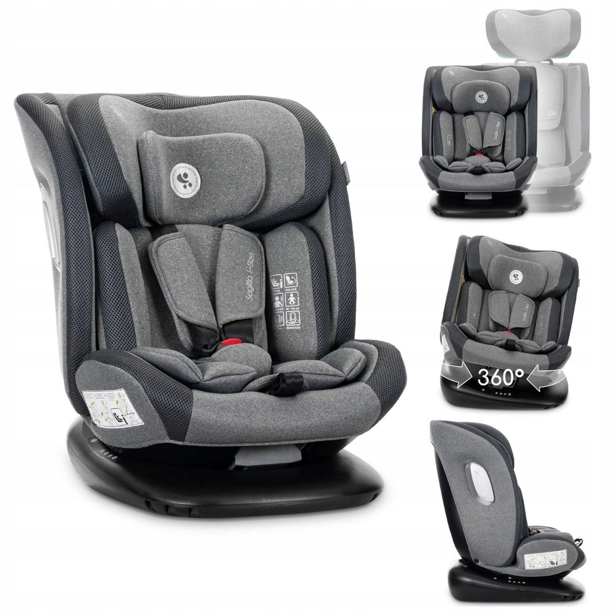 Fotelik samochodowy i-Size obrotowy 360 na pas 40-150cm Lorelli Sagitta