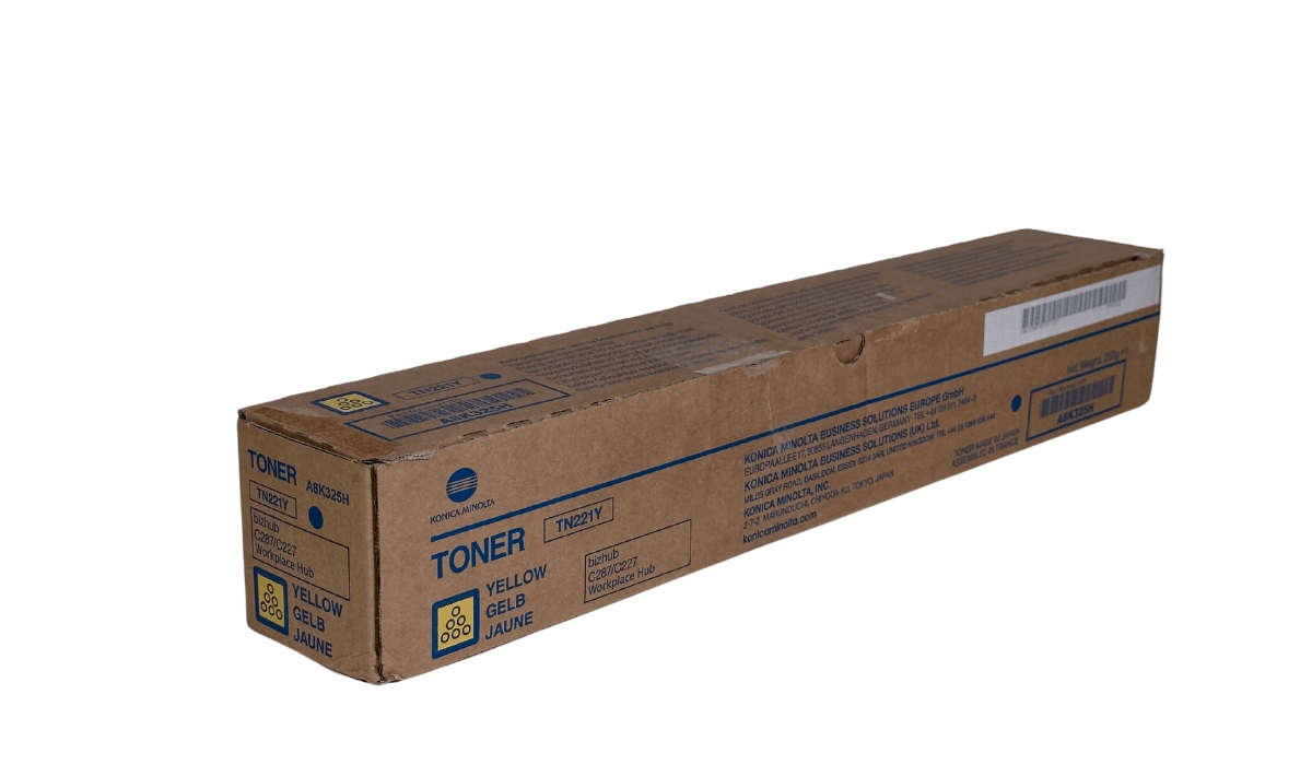 Toner Konica Minolta TN-221 A8K325H Y Originál Yellow Polovka C287 C227
