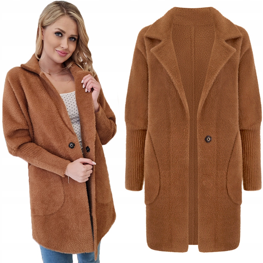 Alpaka Teplý Kabát Přehoz Vlna Barva Rudá Hnědá