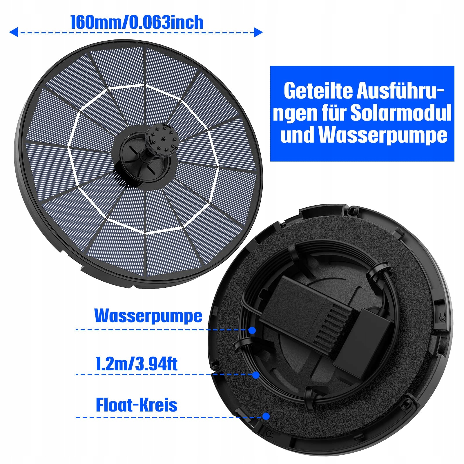 AISITIN Fontanna Solar DIY 2w1 2.8W Panel Do Ogrodu Stawów Kąpieli Ptaków — miniatura 2
