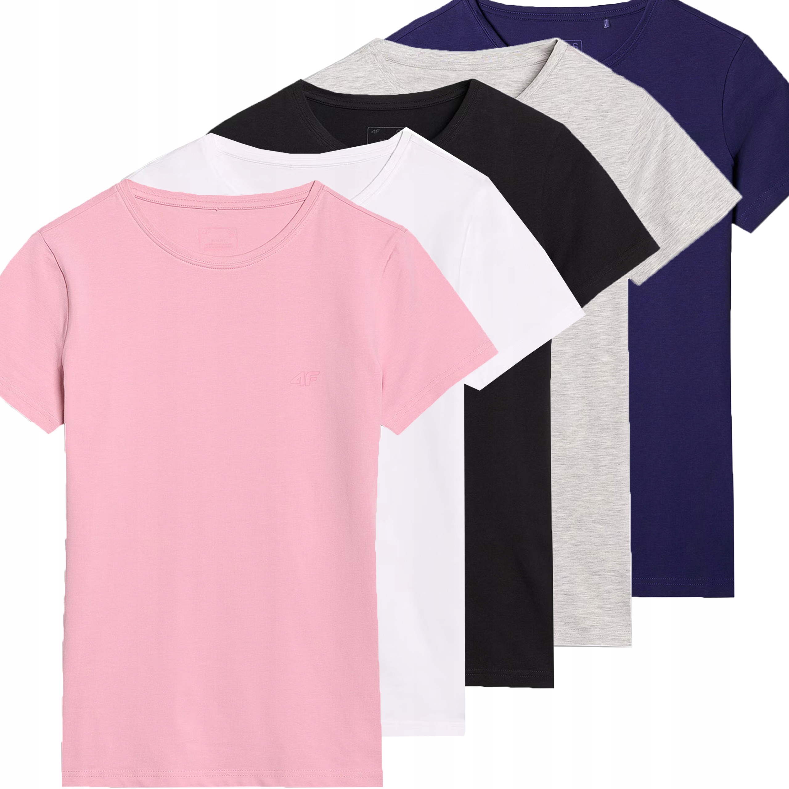 T-SHIRT DAMSKI 4F KOSZULKA SPORTOWA BAWEŁNA ZESTAW KOMPLET 5 SZTUK XS SS25