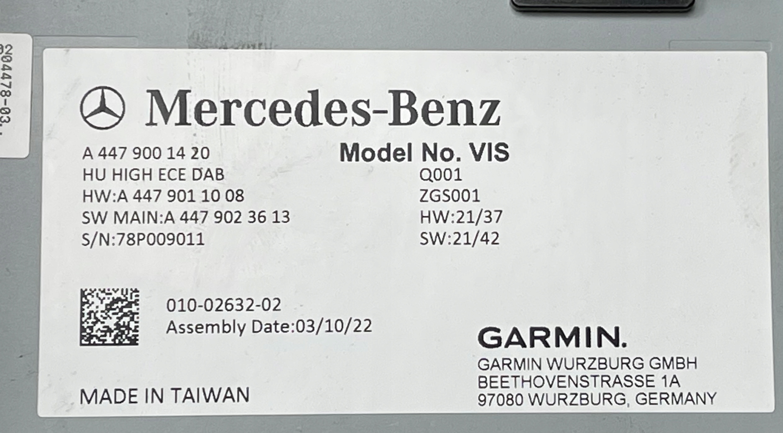 A397 MERCEDES VITO 447 display navigation EKRAN RADIO 5FA419091EP