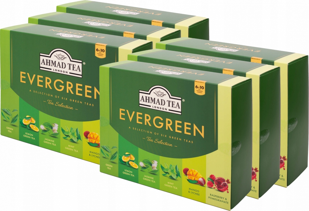 Zestaw herbat zielonych Evergreen Ahmad Tea 60 torebek x6