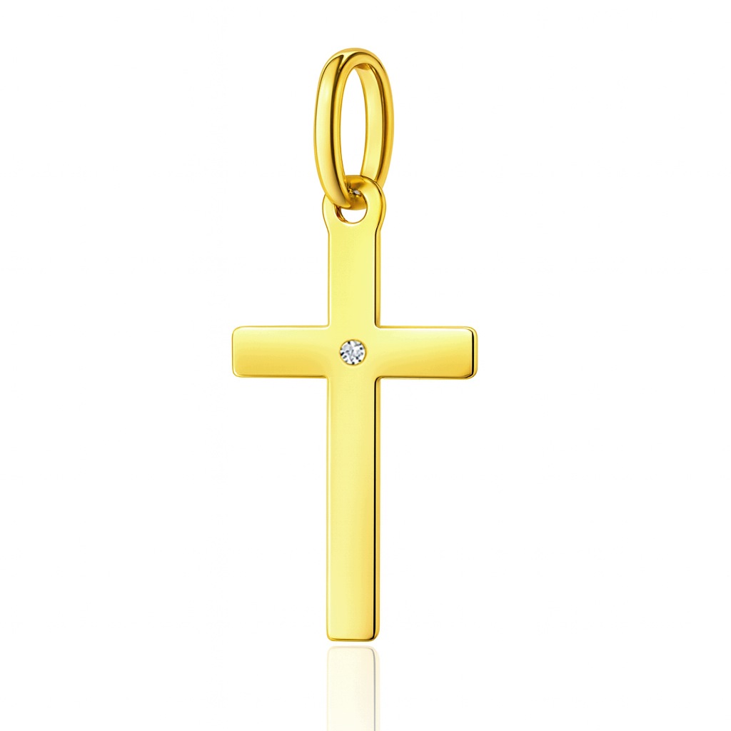 Zlatý přívěsek s briliantem křížek Pr. 585