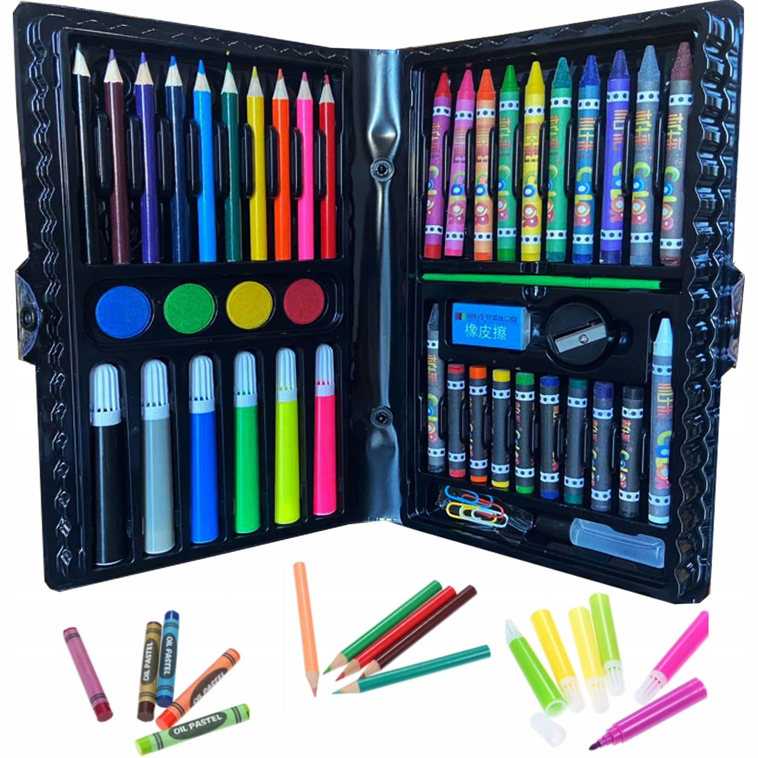 Duży zestaw Kredek + farbki mazaki pisaki Walizka Kod producenta 48assev