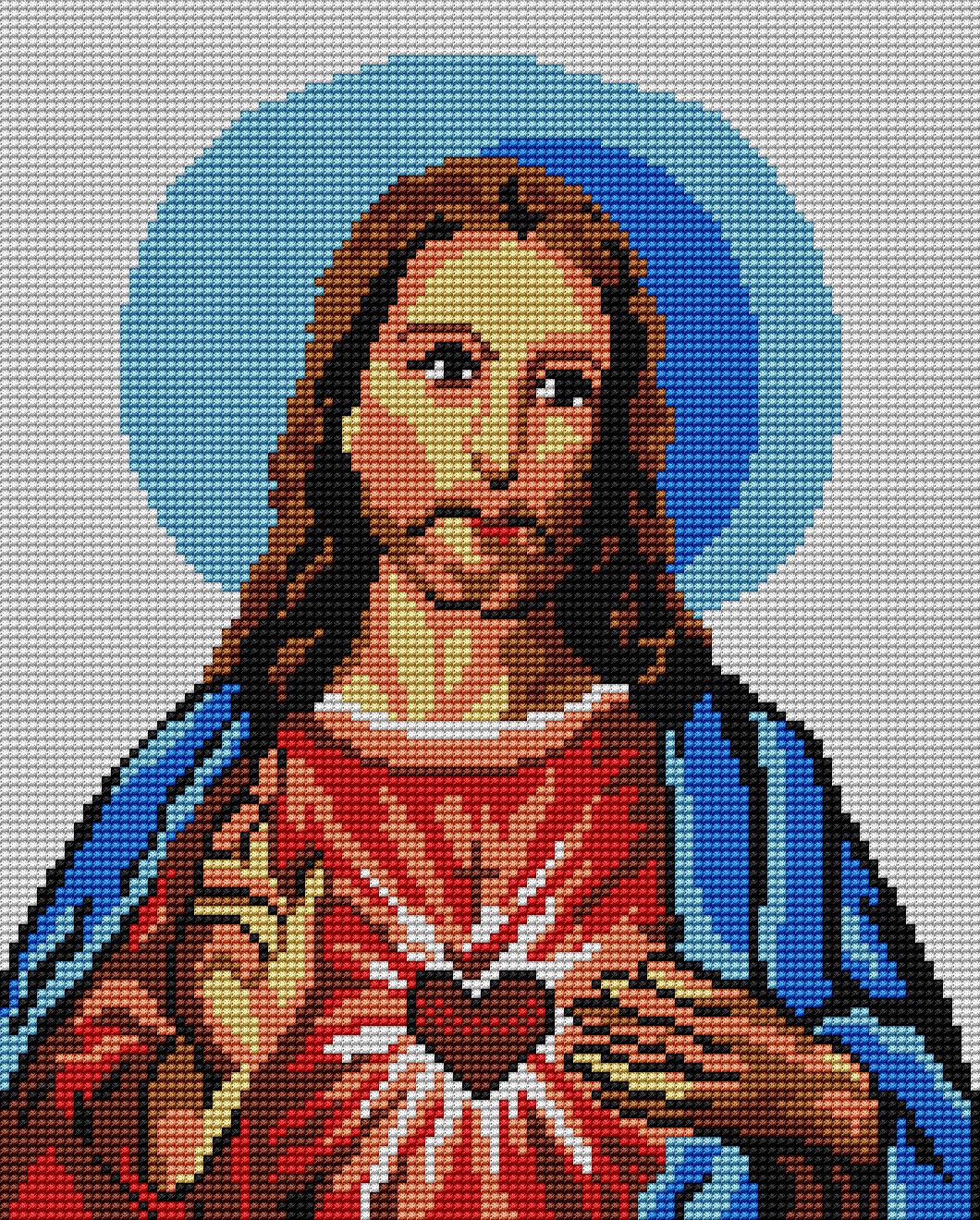 Kanva Ježíš Srdce komplet křížková výšivka 24x30cm