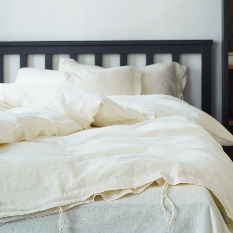 Posteľná Bielizeň ľanovo-bavlnená 3-dielna S – japonský štýl, šnúrky, prírodná farba