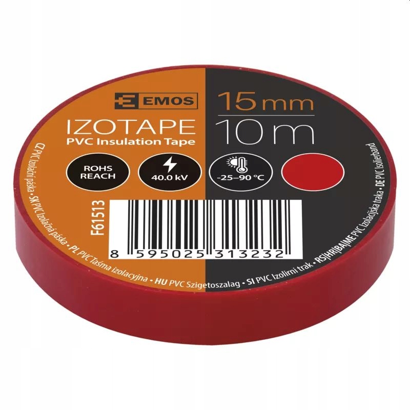 

Taśma izolacyjna izolacja czerwona 15mm 10m