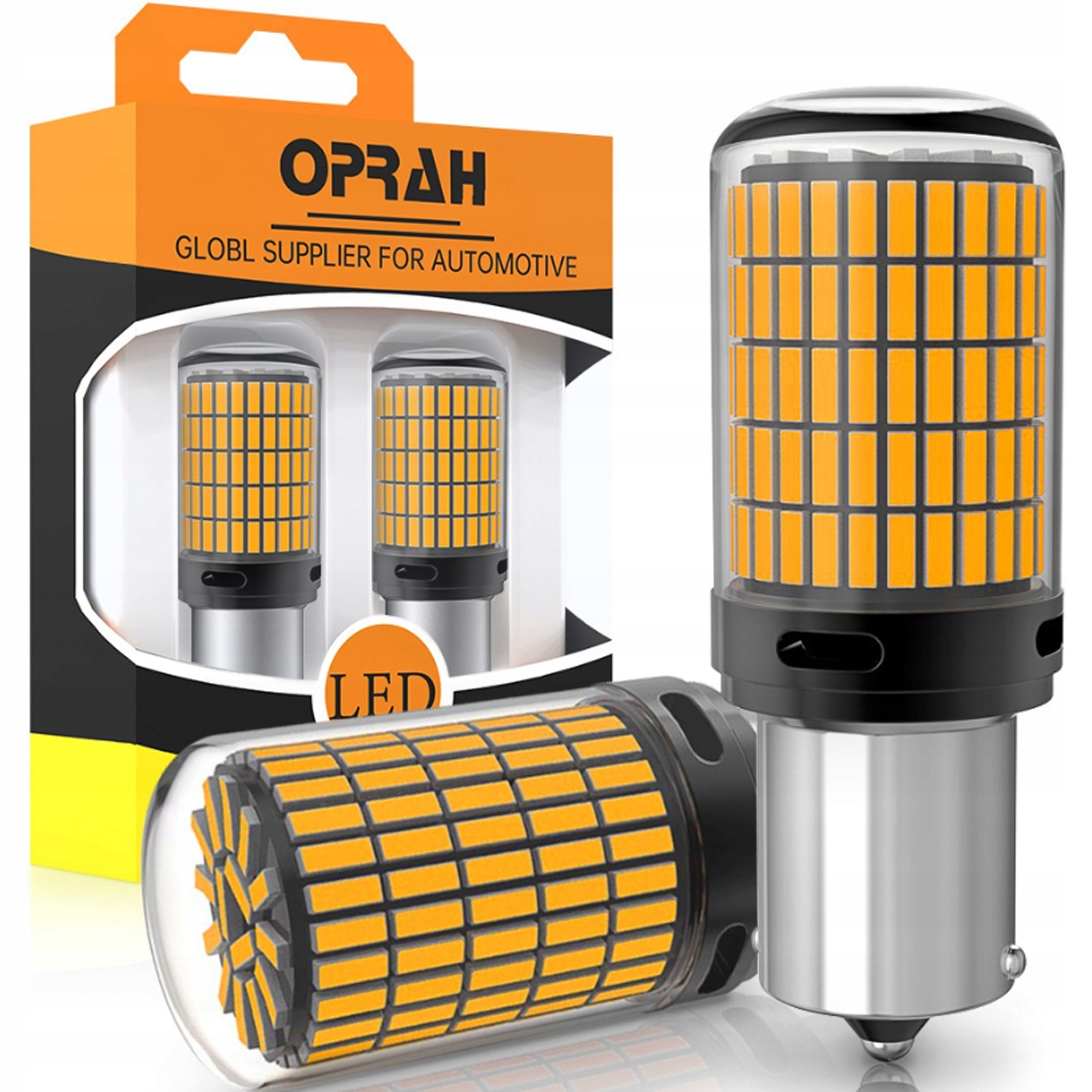 Żarówki Led P21W BA15S 1156 Canbus Pomarańczowe Mocne 144SMD Kierunkowskaz