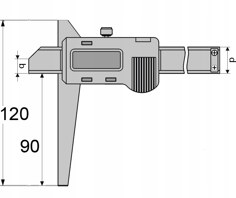 GŁĘBOKOŚCIOMIERZ NIESYMETRYCZNA PODSTAWA 200 x120 Marka inna