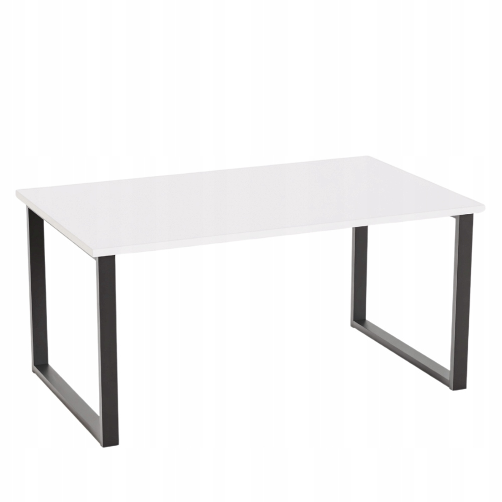 Kávový stolek, lavice, loftově bílý, 100x60x48, kovové nohy