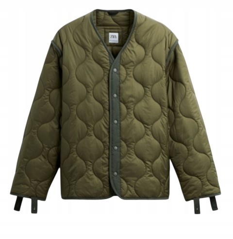 Zara Pánská Prošívaná Bunda Khaki L/XL