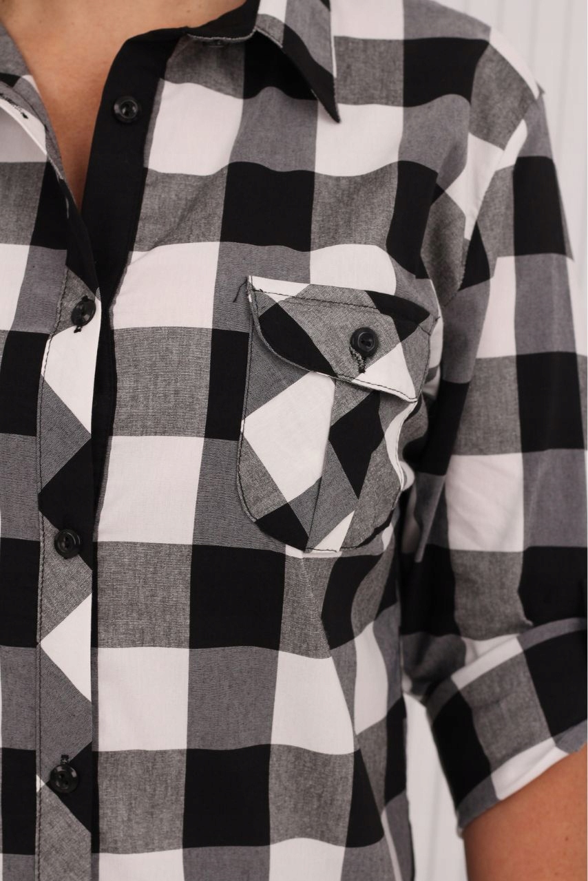 KOSZULA DAMSKA W KRATĘ KLASYCZNA ROZPINANA ROZMIARY Wzór dominujący kratka