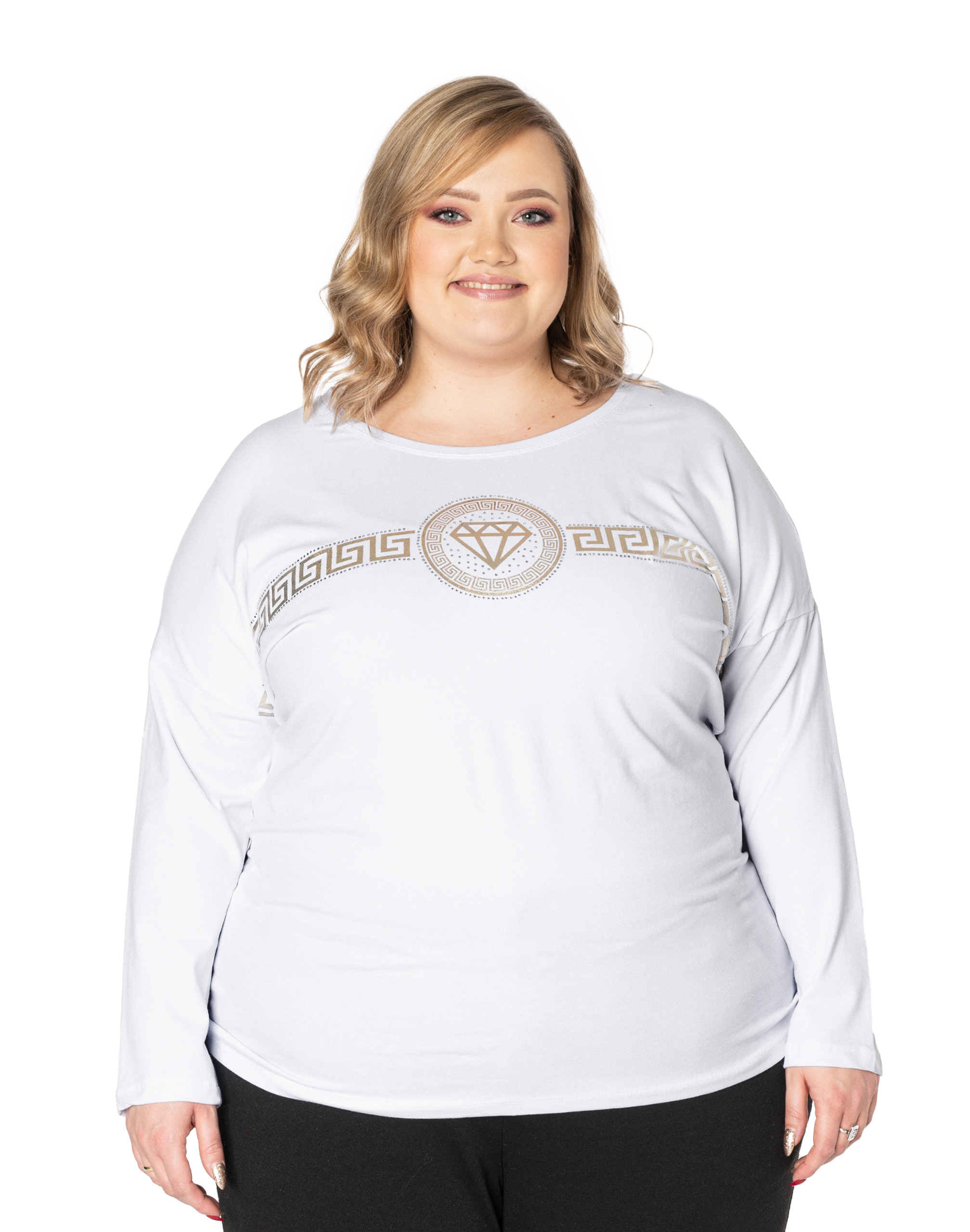 

Duża Bluzka Damska Koszulka Długi Rękaw 7068-02