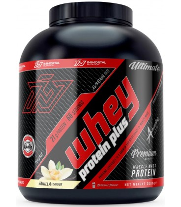 IMMORTAL WHEY PROTEIN PLUS 2000G SMAK WANILIA BIAŁKO MASA MIĘŚNIE ODŻYWKA