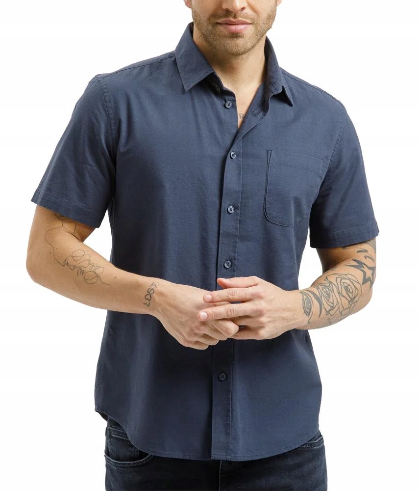 Pánská košile s krátkým rukávem Cross Jeans 35659-001 tmavě modrá 3XL