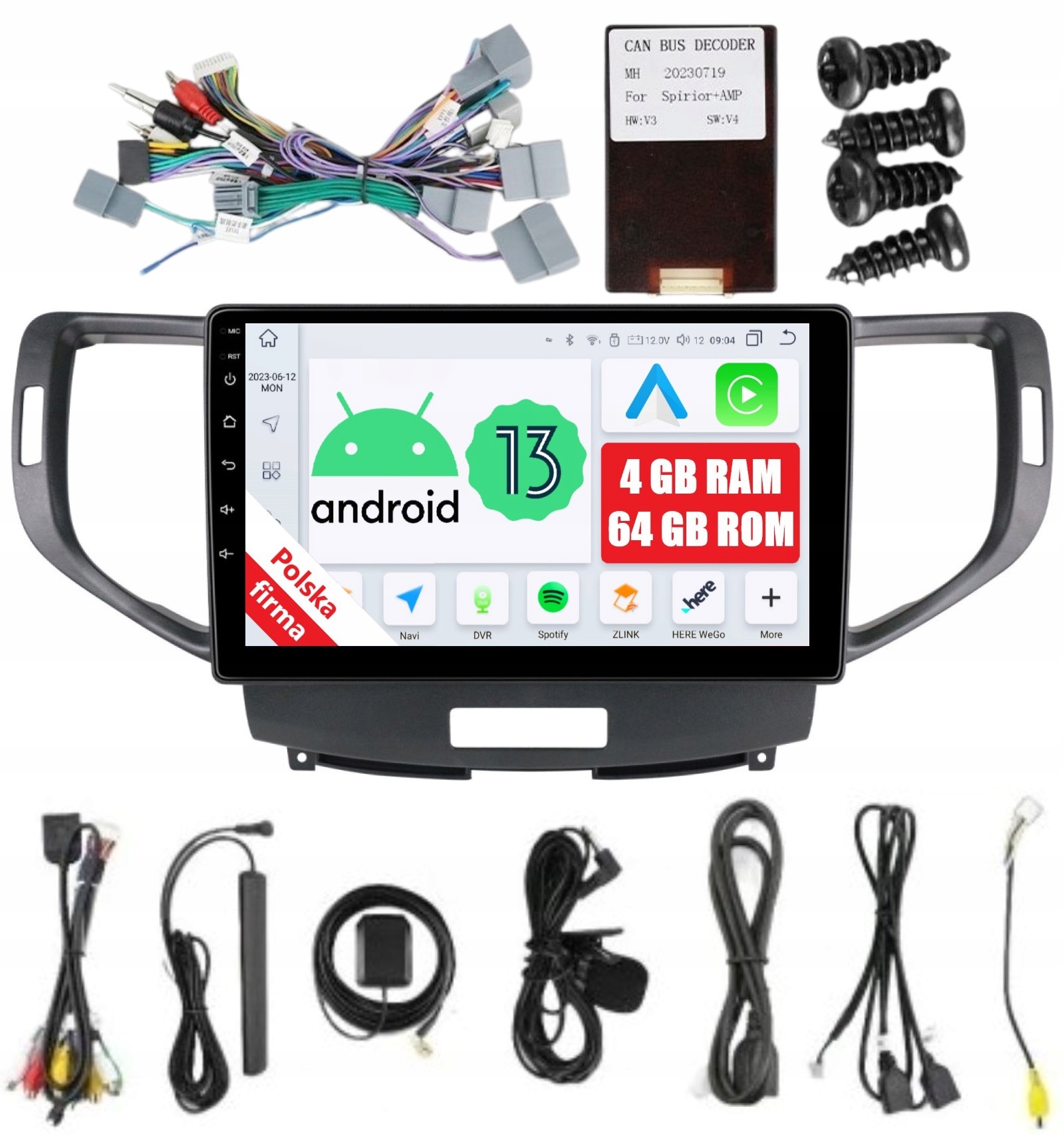 Navigácia Rádio 2DIN Android Honda Accord 8 VIII 4/64GB Dsp Lte Carplay