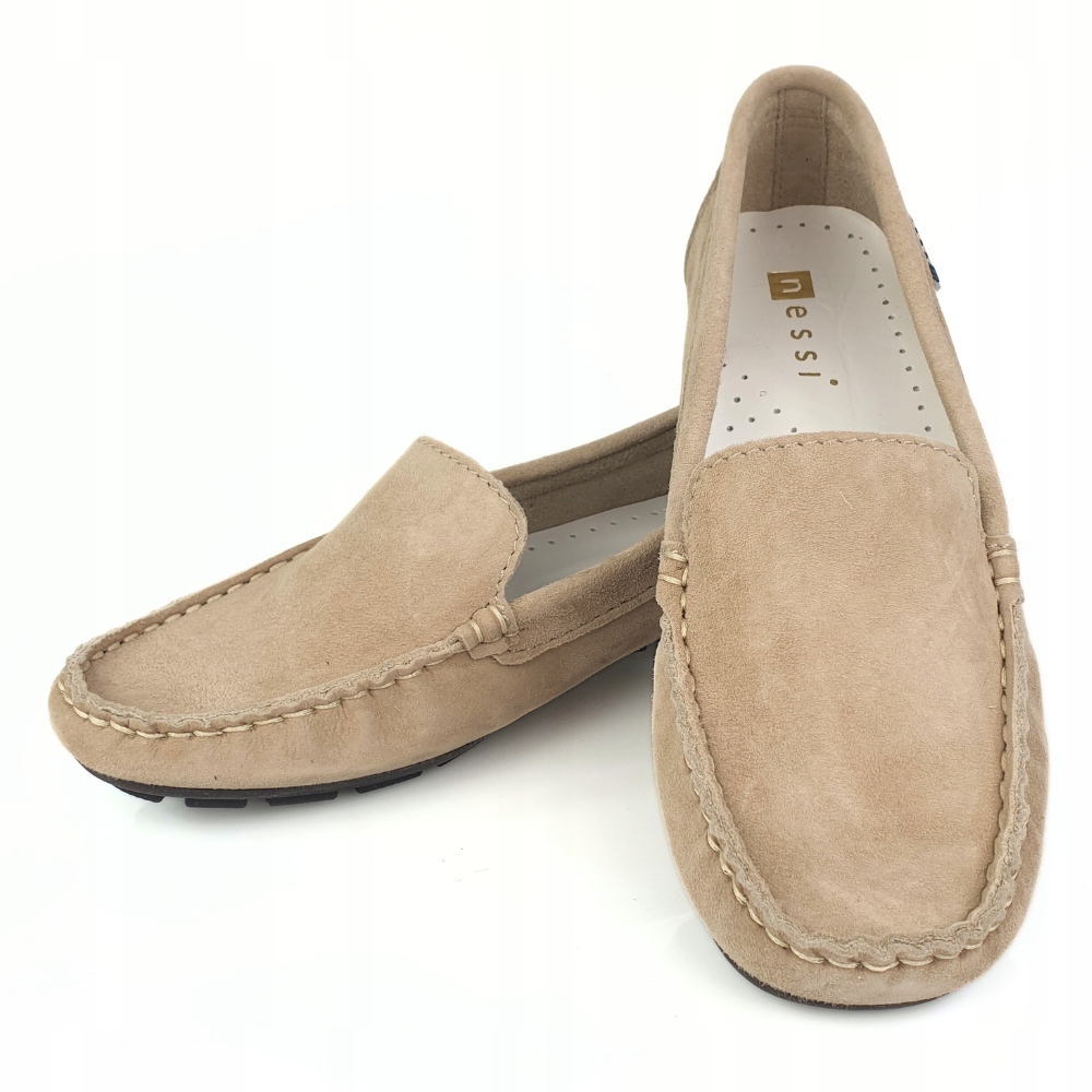 Nessi 17130 mokasyny beż jasny welur 38 Długość wkładki 24.8 cm