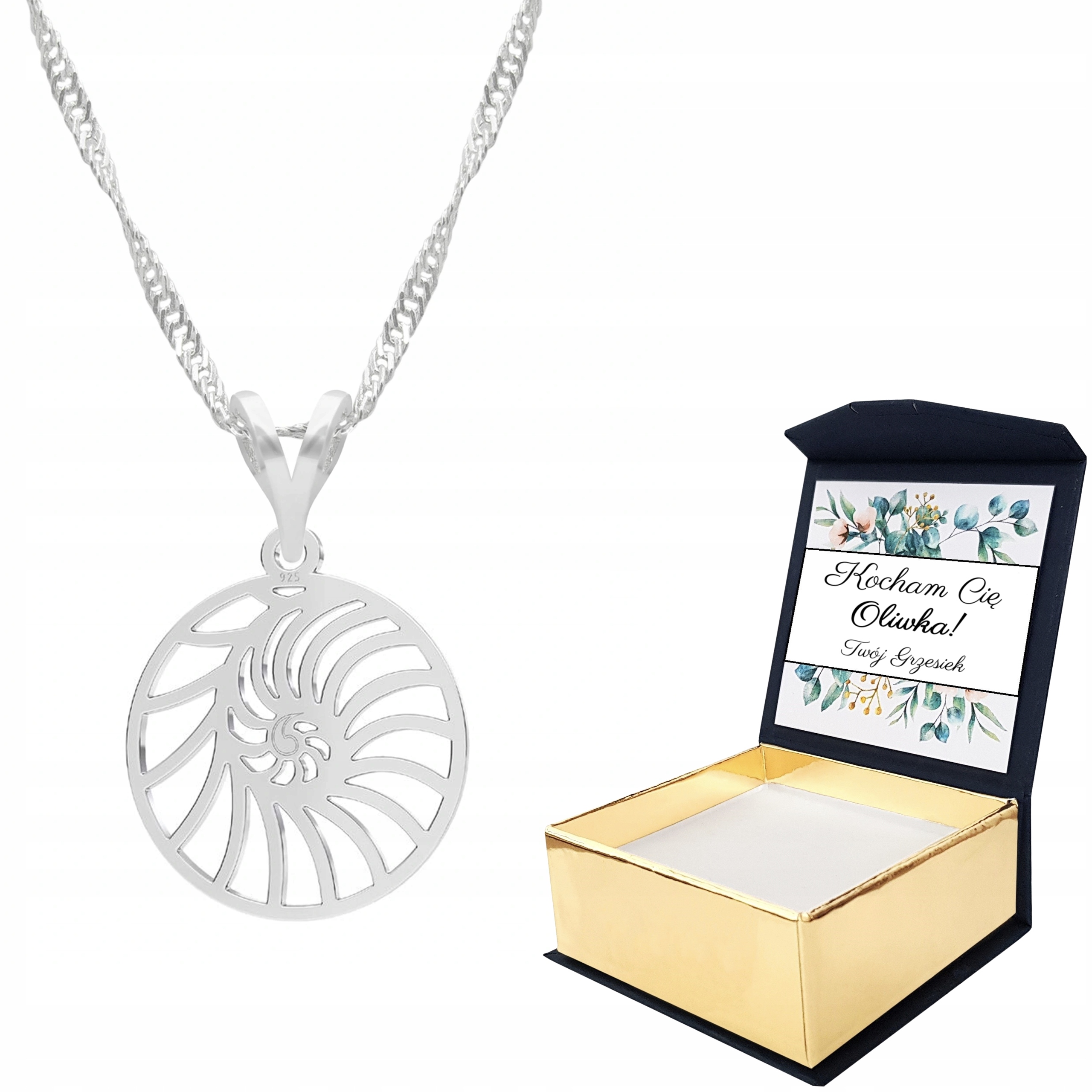 Stříbrný náhrdelník Mušle Vlastní Potisk