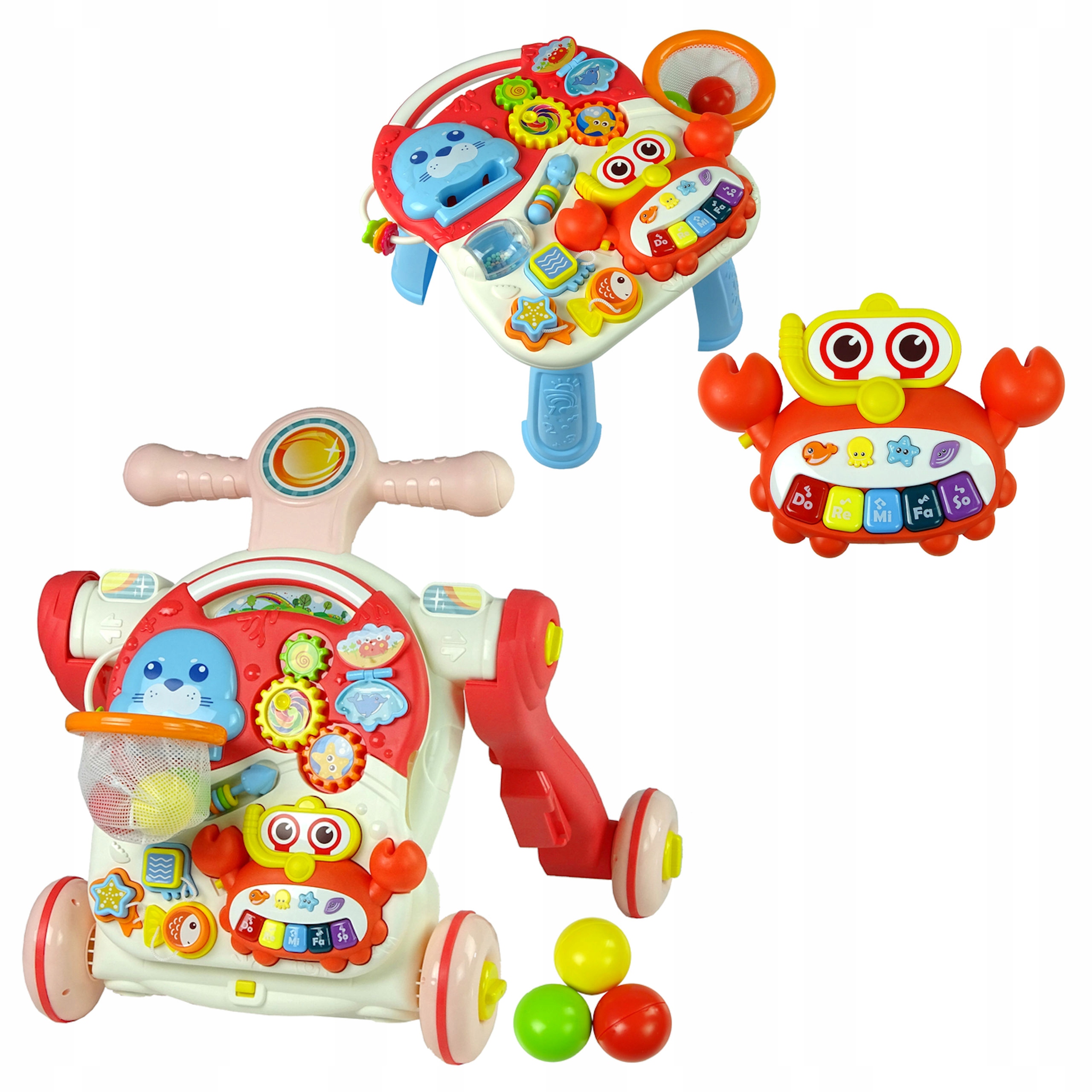 

Chodzik Pchacz Stolik 4W1 Różowy Coil