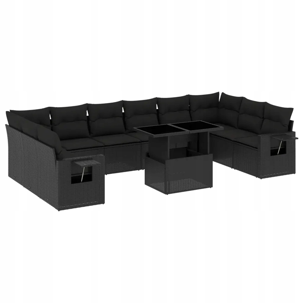 Set zahradního nábytku ratan vidaXL černý 11 el.
