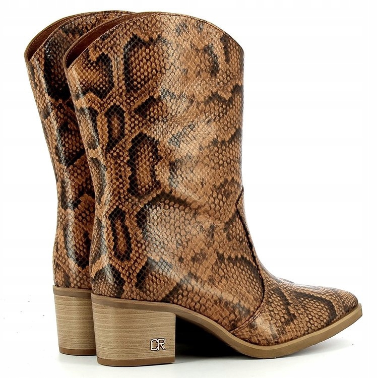 CARINII B5539 KOWBOJKI SZTYBLETY SKÓRA WĄŻ RUDE Model B5539-R14-000-000-D94