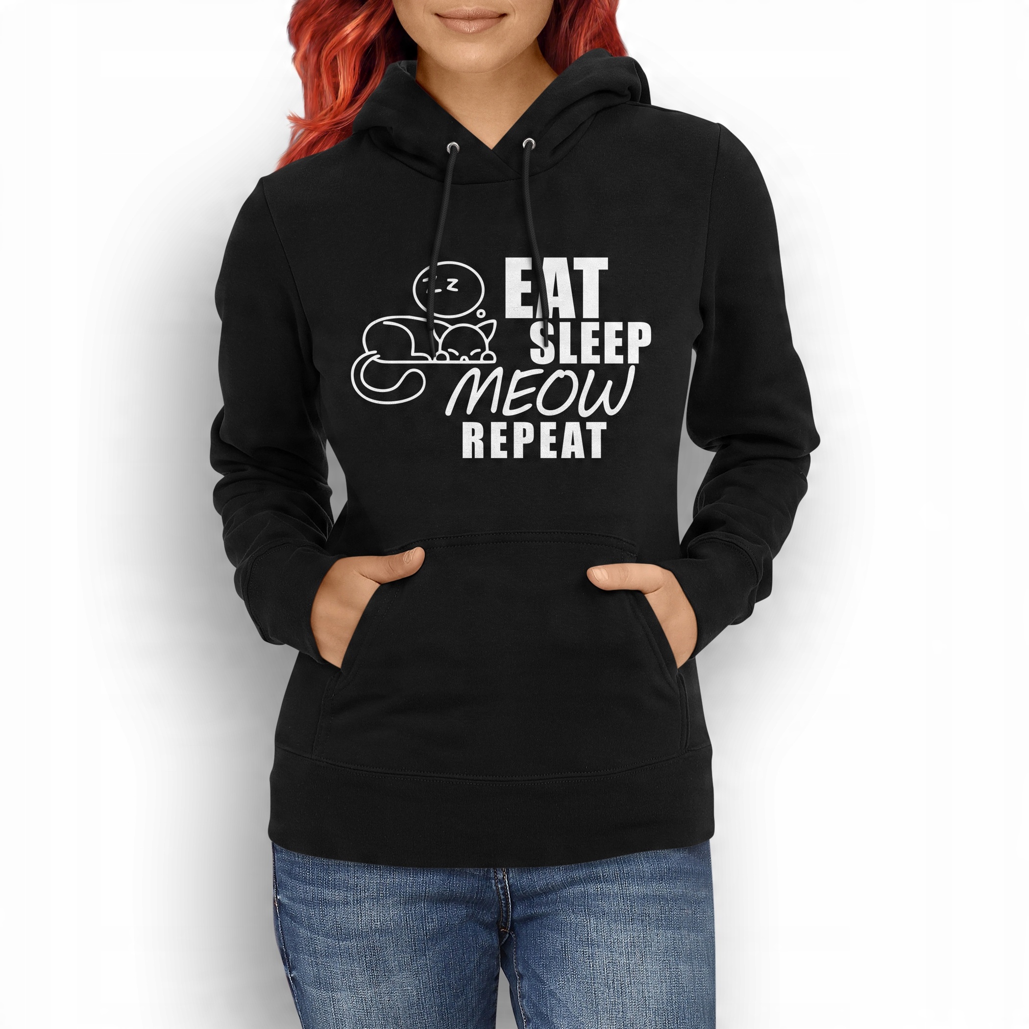 

Bluza damska Eat Sleep Meow na prezent, czarna L