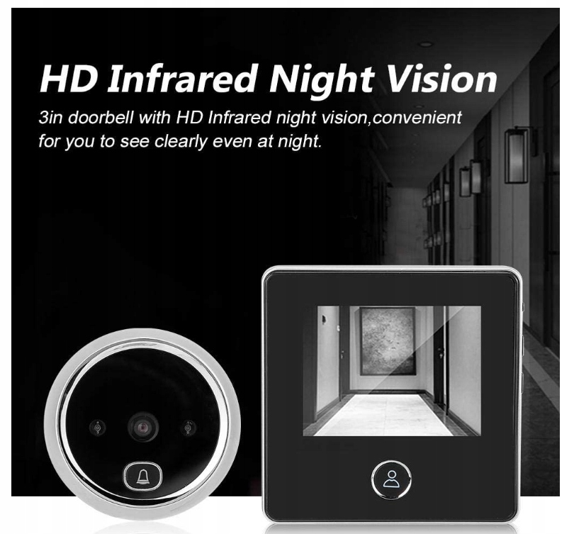 Bezprzewodowy wizjer LCD 3" dzwonek KAMERA Kod producenta 28123881