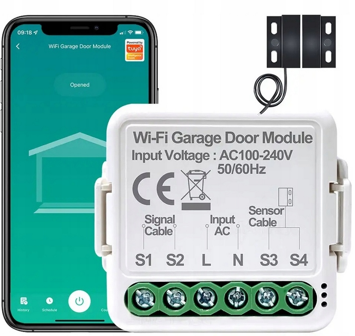 WIFI TUYA SMART STEROWNIK BRAMY GARAŻOWEJ CZUJNIK Cechy dodatkowe łączność z wifi