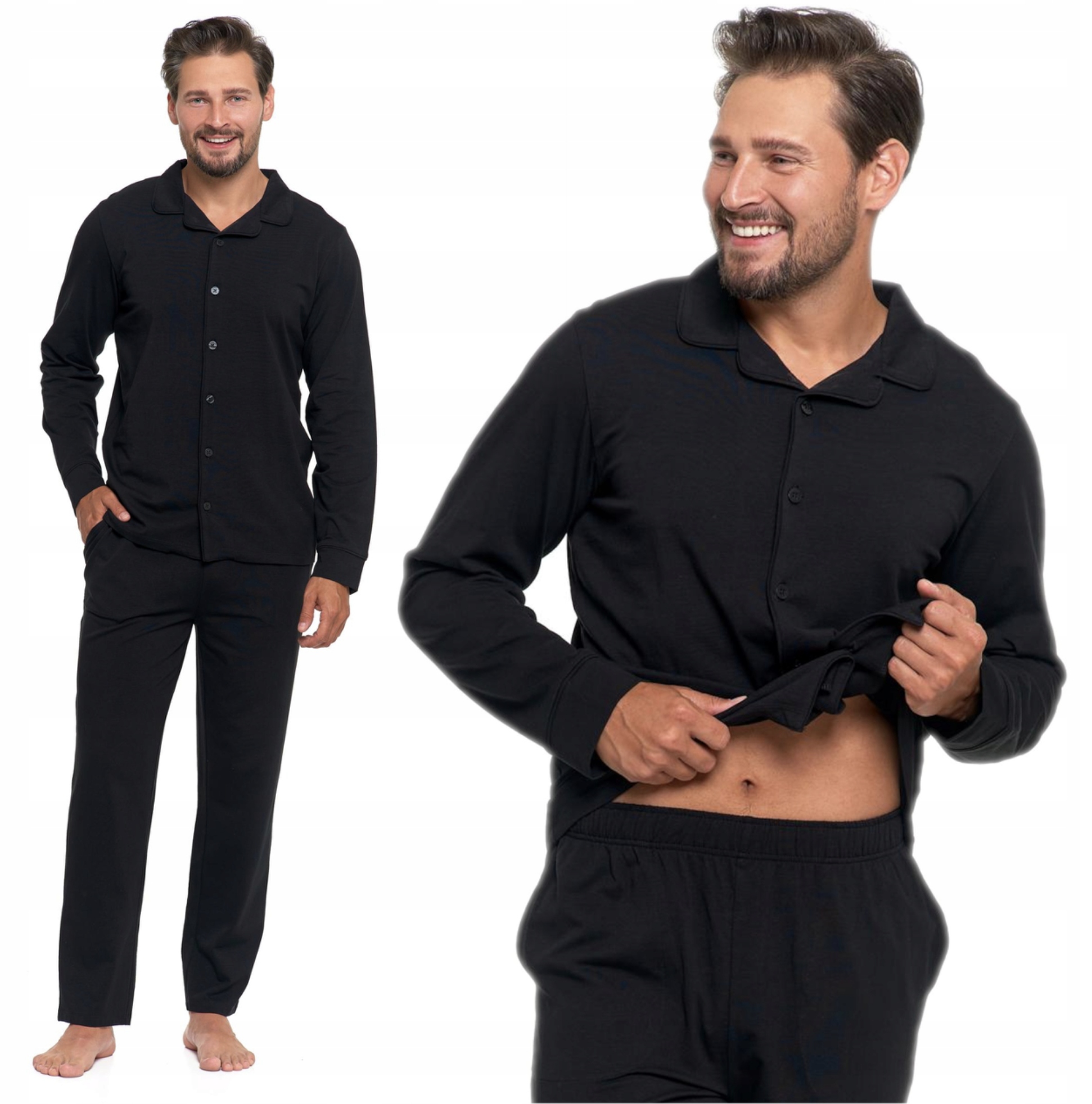 Piżama Męska Bawełniana Rozpinana Długi Rękaw I Spodnie Moraj 3XL