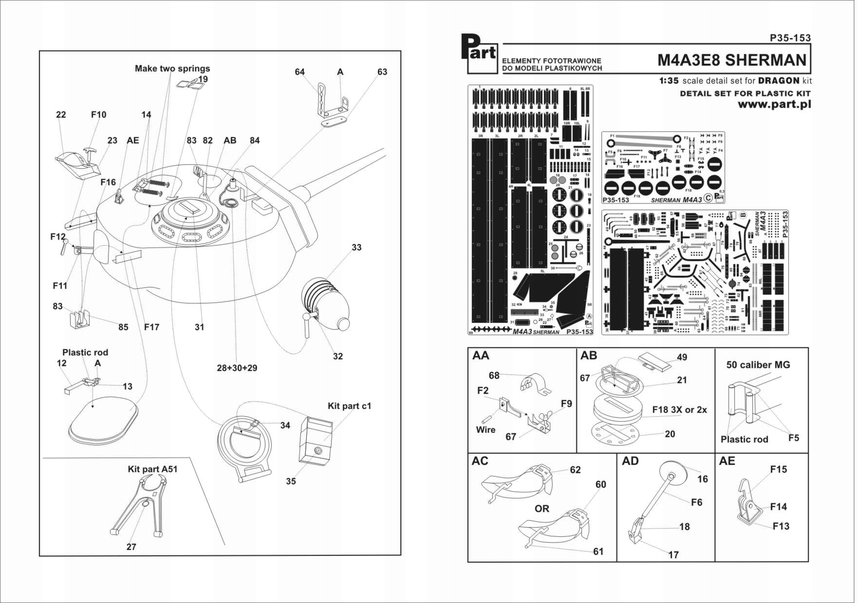 Část P35-153 1/35 M4A3E8 Sherman (Dragon)