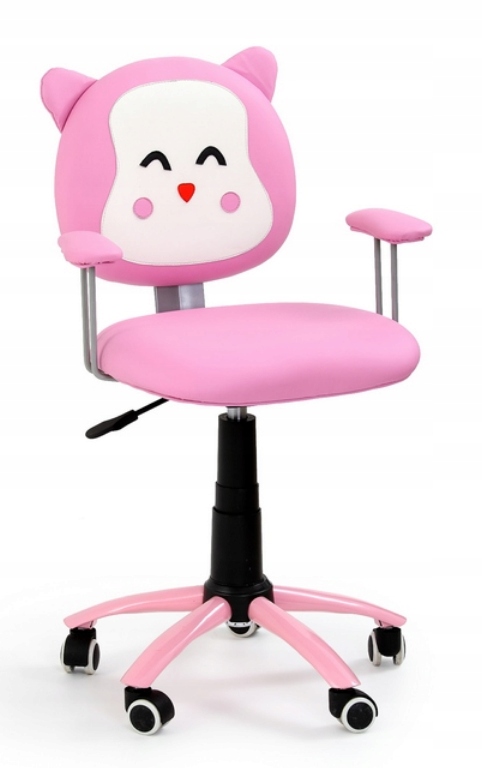 Fotel krzesło obrotowe różowy kółka panelowe KITTY