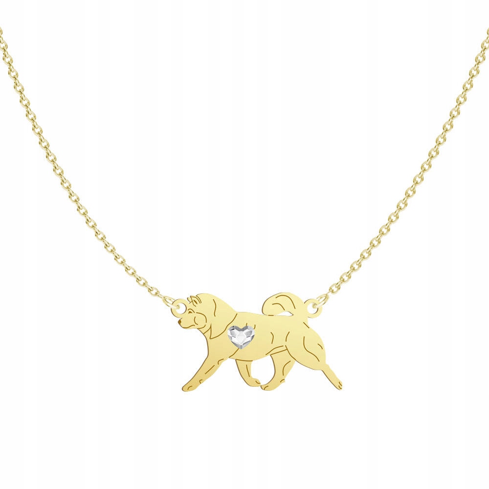 Zlatý náhrdelník s aljašským malamutovým psem 925 Řetízek Žena Gravírování Bonus
