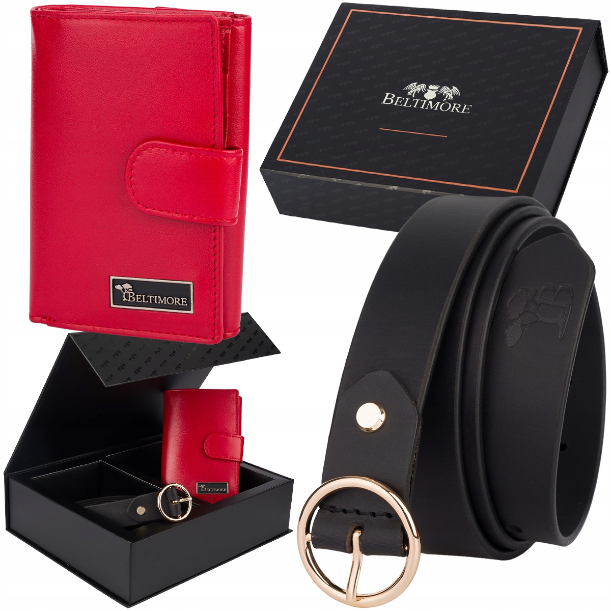 Dárková sada dámských kožených pásek peněženka krabička Beltimore
