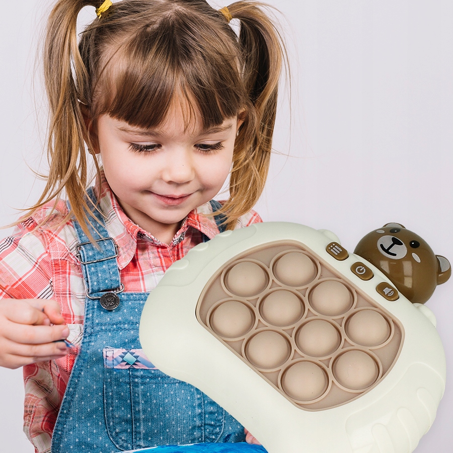 GRA ZRĘCZNOŚCIOWA POP IT POPIT ELEKTRYCZNA ANTYSTRESOWA ŚWIECI DŹWIĘKI MIŚ Certyfikaty, opinie, atesty CE EN 71