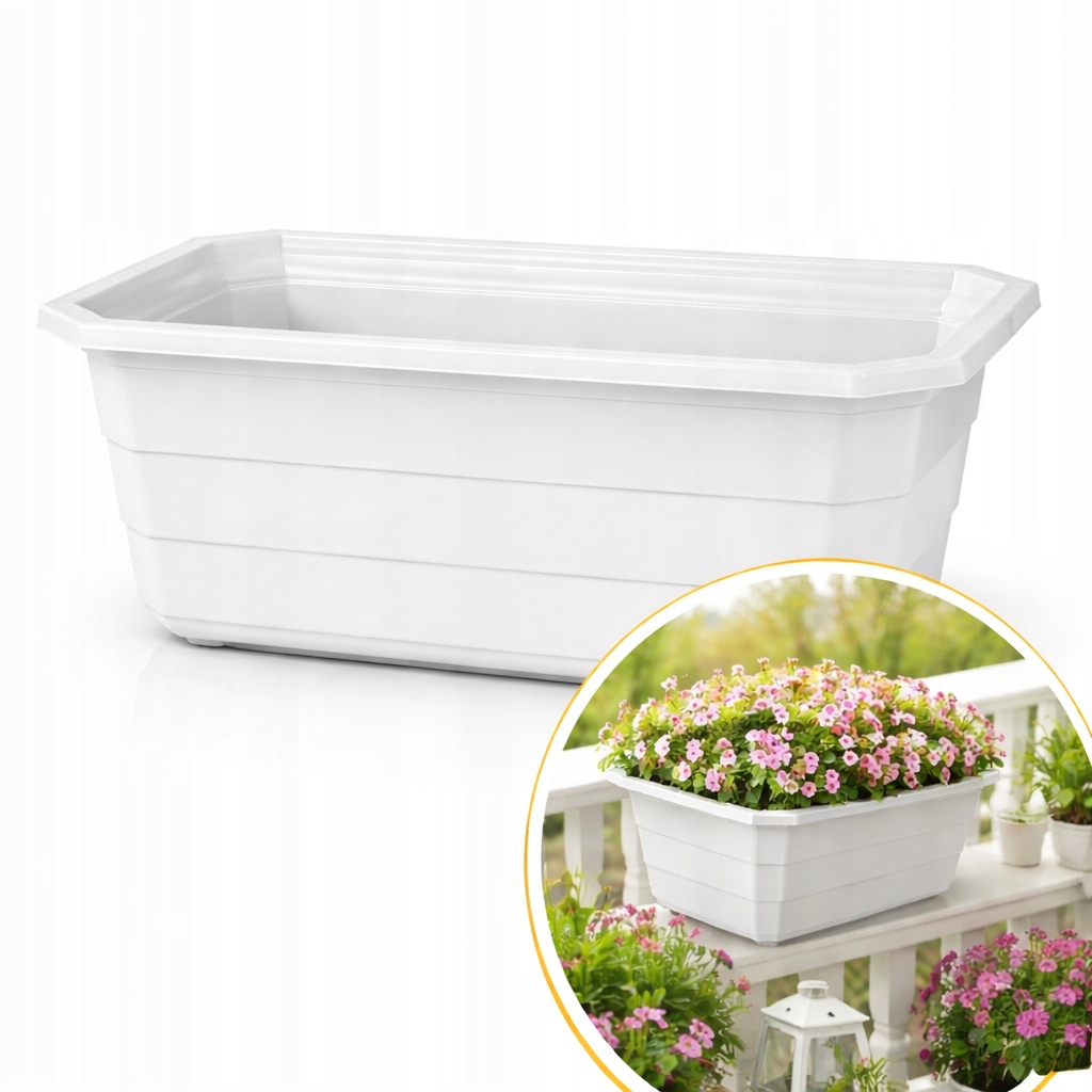 Skrzynka balkonowa 30 cm doniczka na kwiaty zioła biała