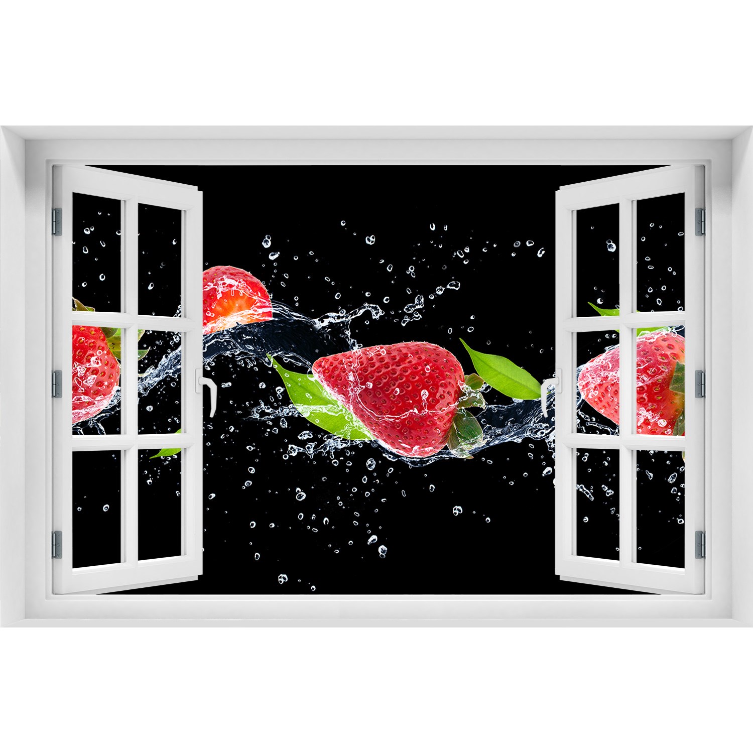 

Naklejka 3D Okno na ścianę Truskawki i woda 120x80