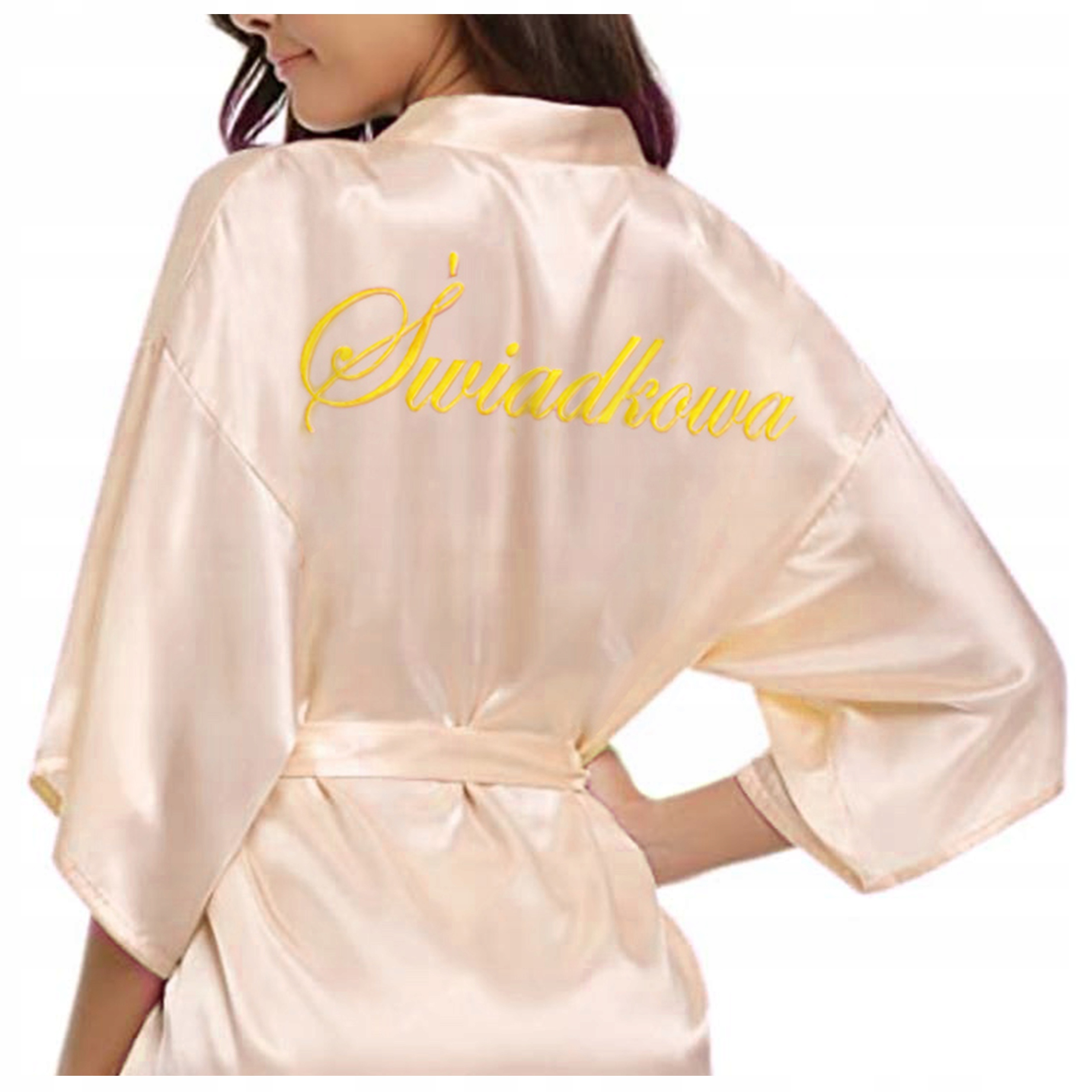 SZLAFROK ślubny satynowy panieński ŚWIADKOWA M