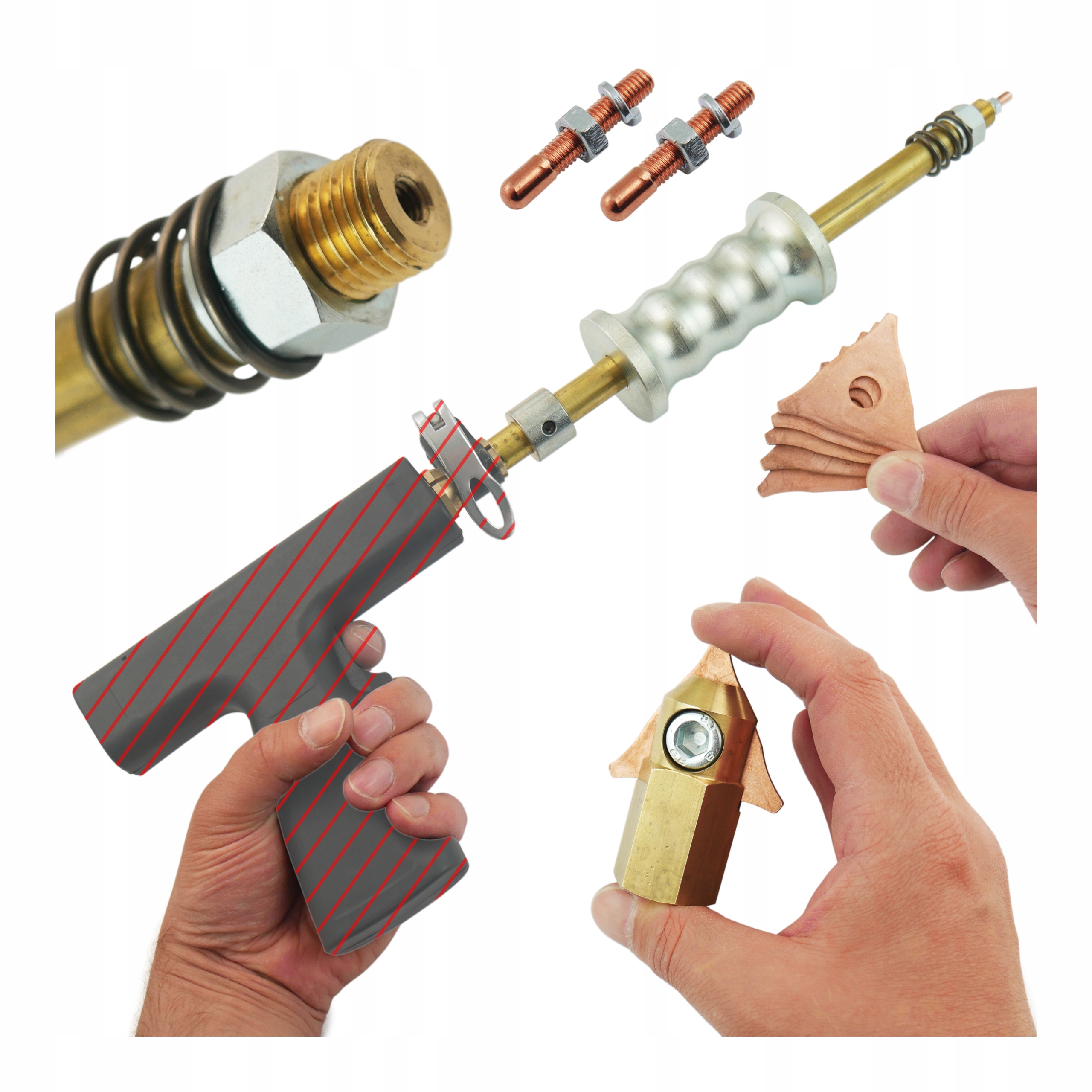 Kluzné kladivo pro opravu karoserie s trojúhelníkovými elektrodami, závit M5 M14