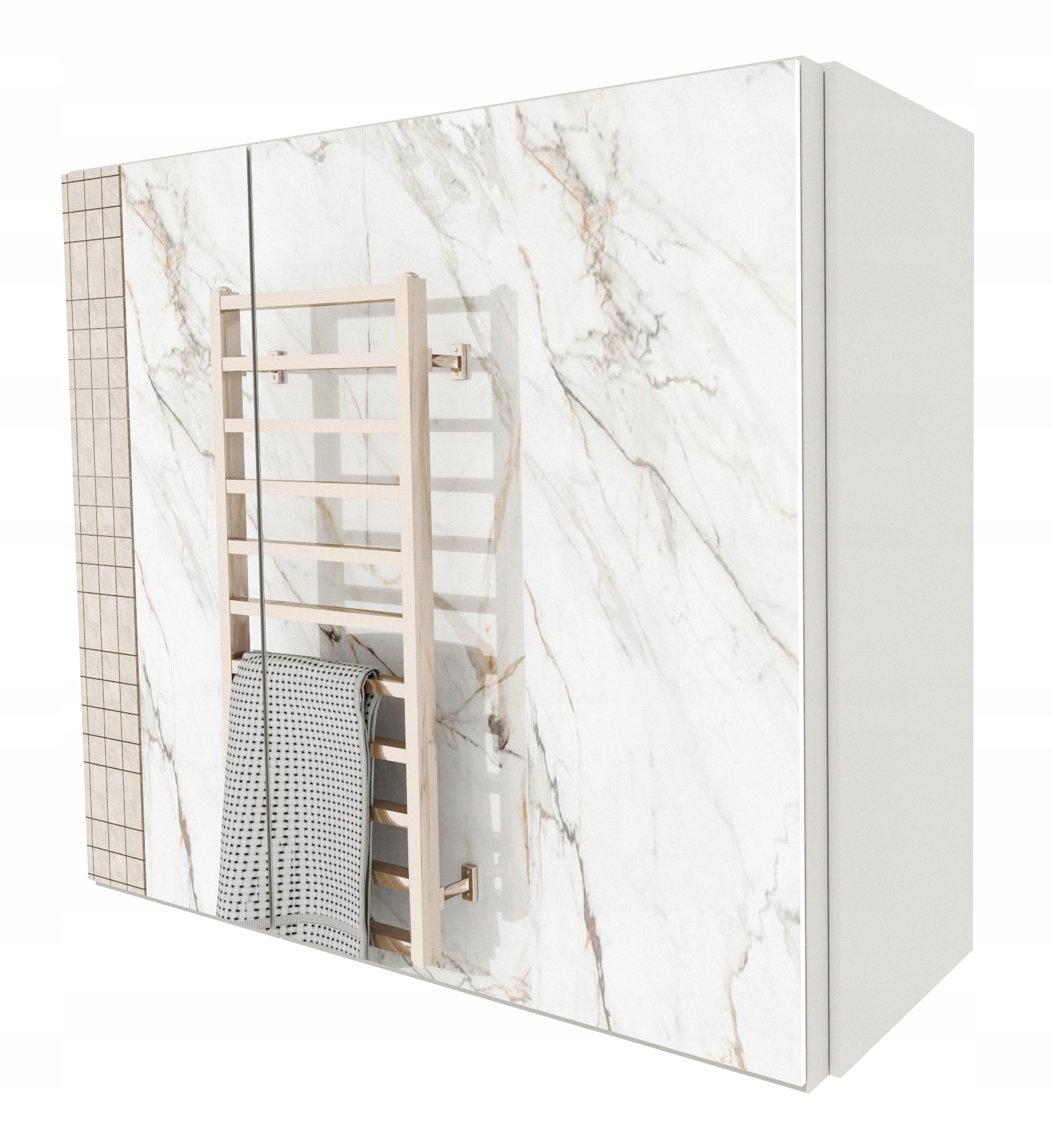 Koupelnová skříňka regál do koupelny police zrcadlo závěsná bílá