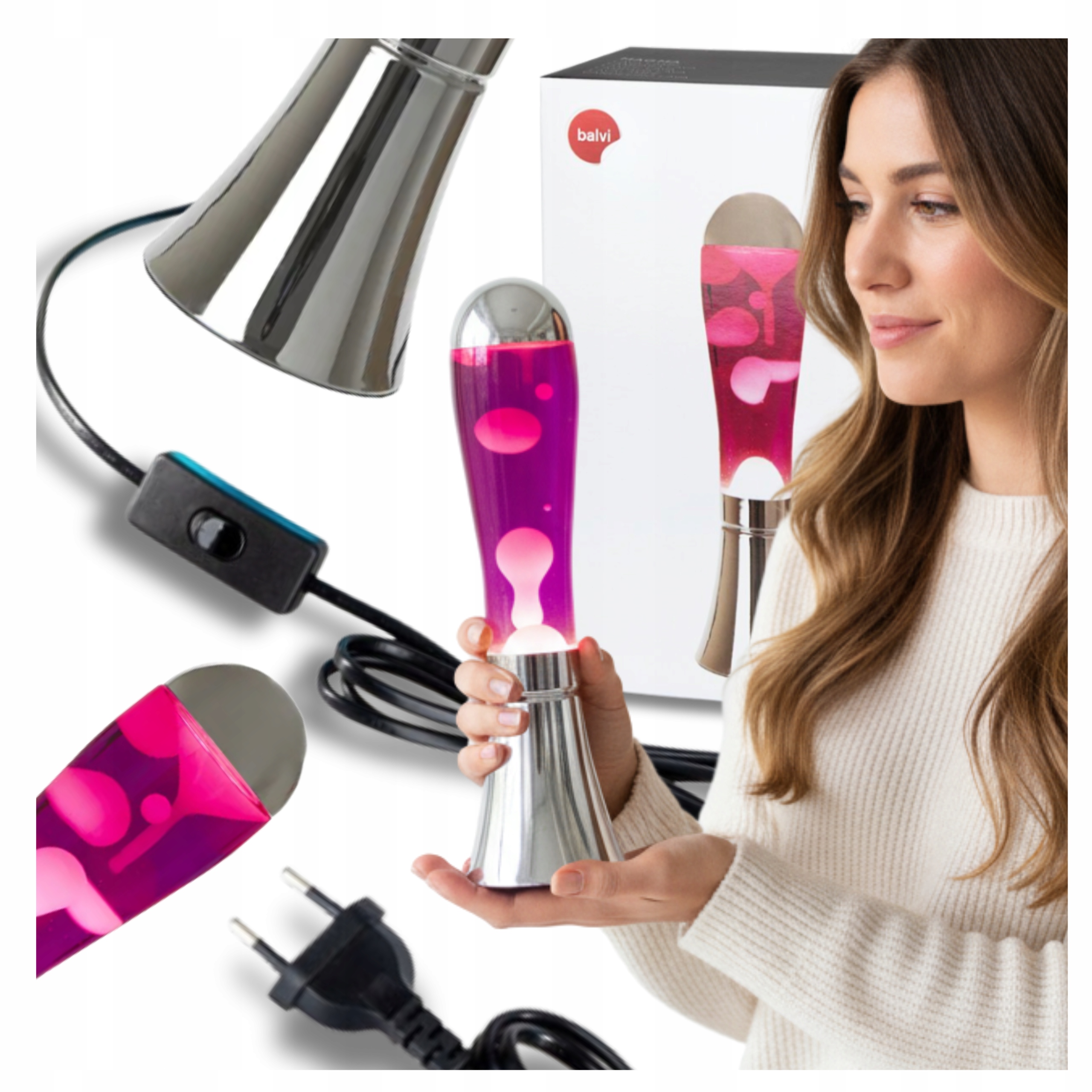 Lávová lampa do obývacího pokoje Noční lampa Růžová sopka Velká vodní relaxace