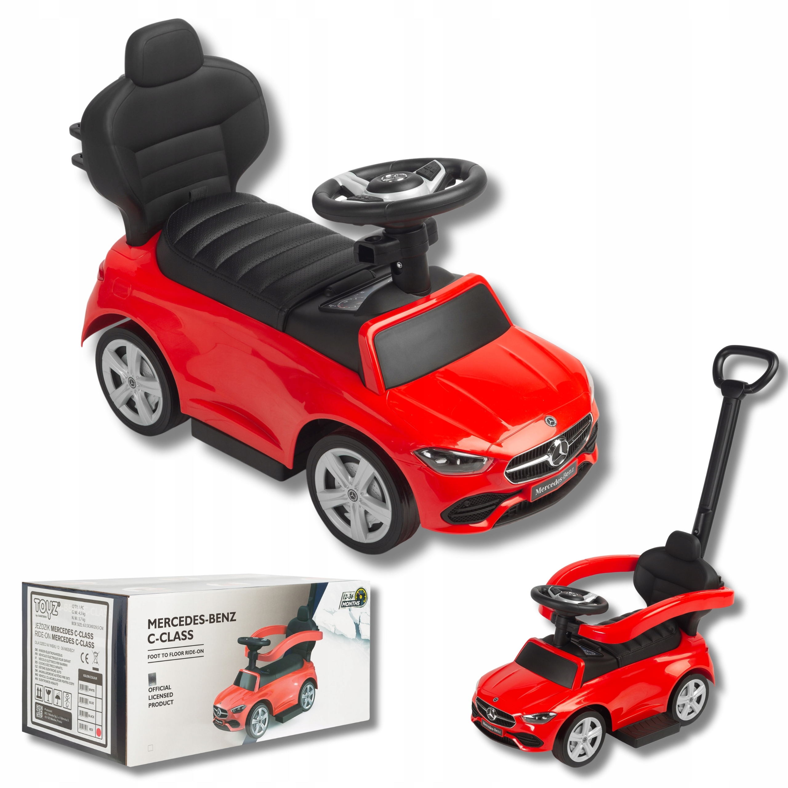 Mercedes Amg Auto Samochód Jeździk Chodzik Pchacz Czerwony