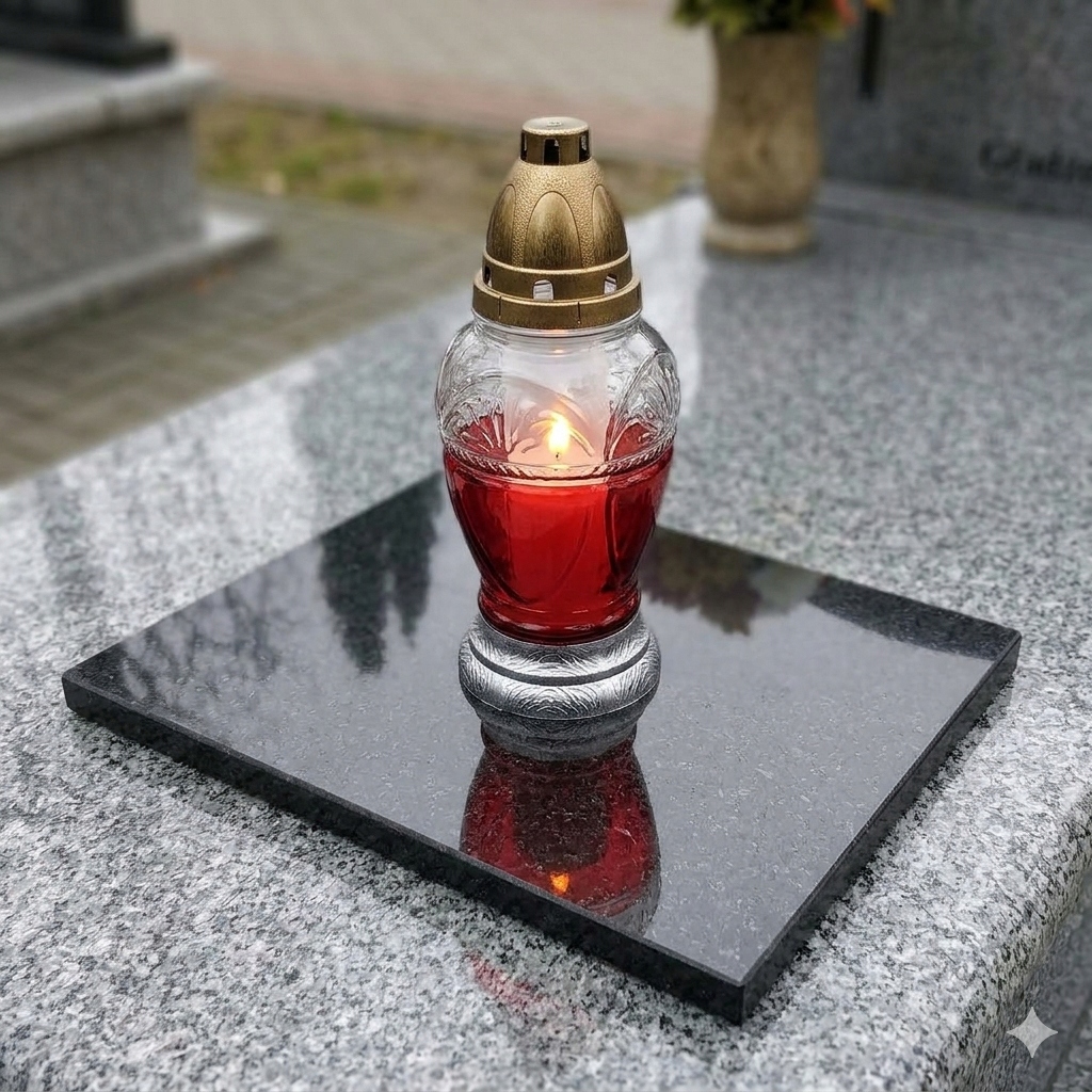 Podložka Pod Znicze Granit 60x40 cm Premium Black Podnos Na Hrob Leštená