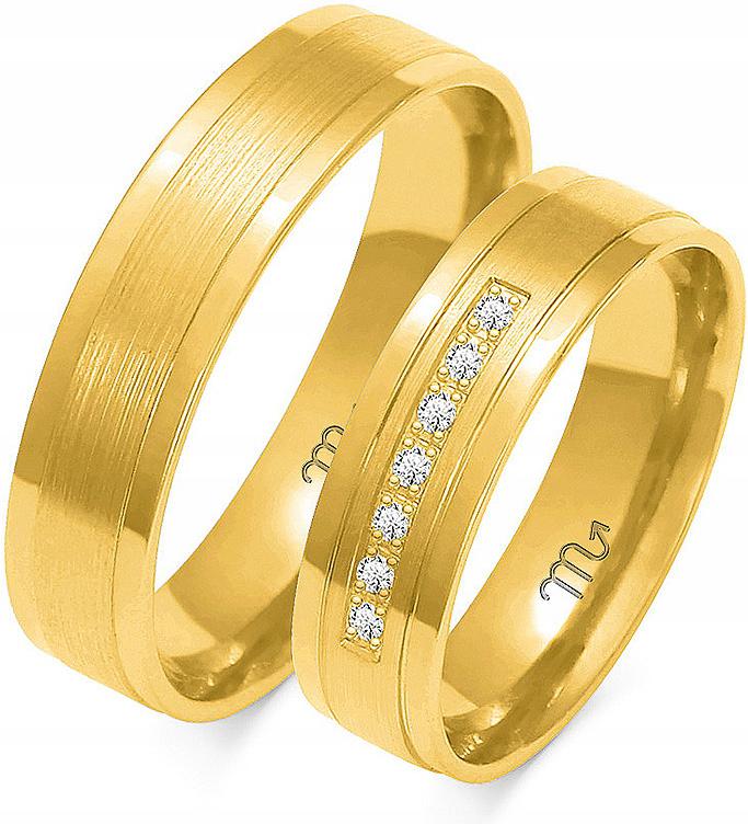 Zlatý svatba snubní prsten pro pár 14k 585, velikost 14 15 16, dámská kolekce