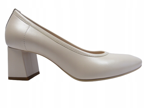 Tělové kožené lodičky na stabilním podpatku mandlové kostky Sala 37