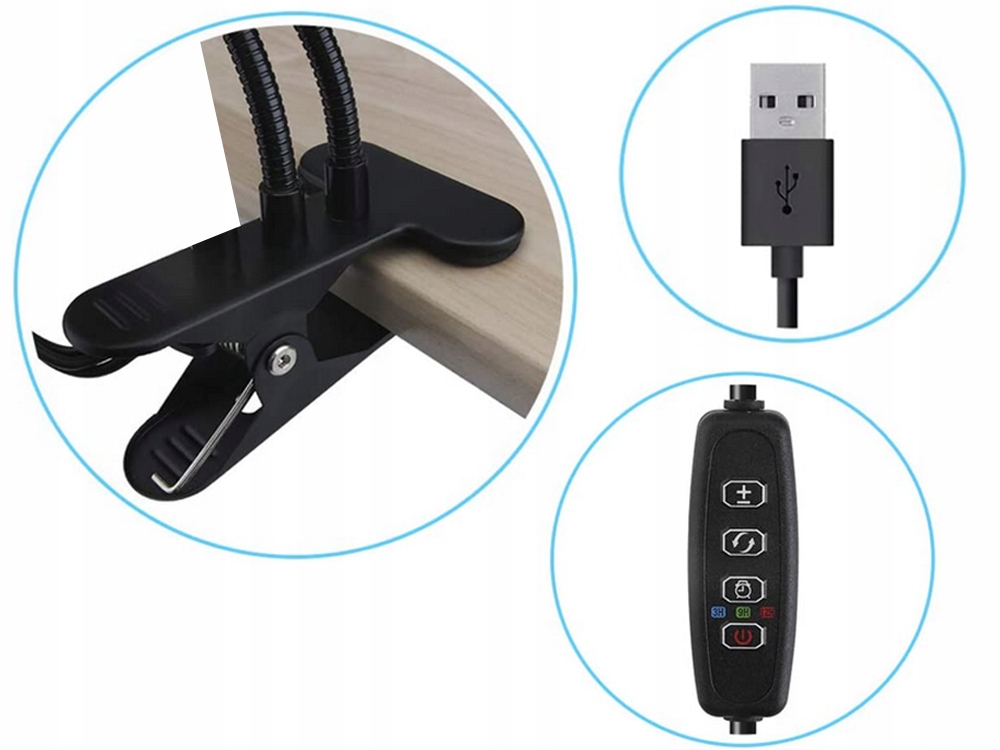 LAMPA DO WZROSTU ROŚLIN 40 LED TIMER USB KLIPS Napięcie 8 V